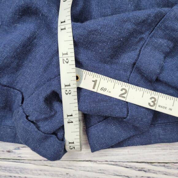 Urban Outfitters Joanie Buckle Linen Blend Shorts Navy Blue | Small - Picture 8 of 8